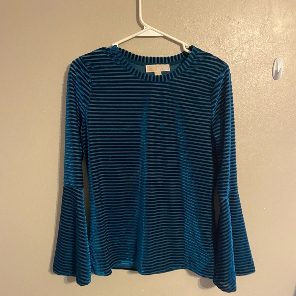 Micheal Kors Blue Velvet Stripped blouse